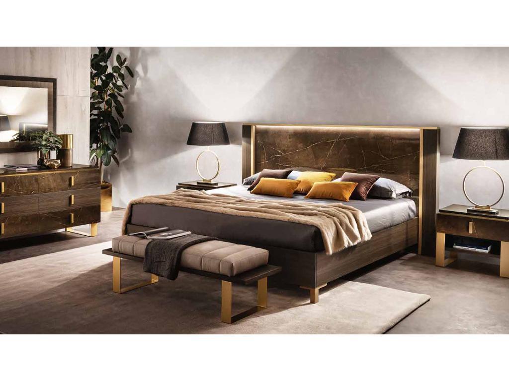Arredo Classic: Essenza: кровать 160х190 (венге, коричневый, золото)