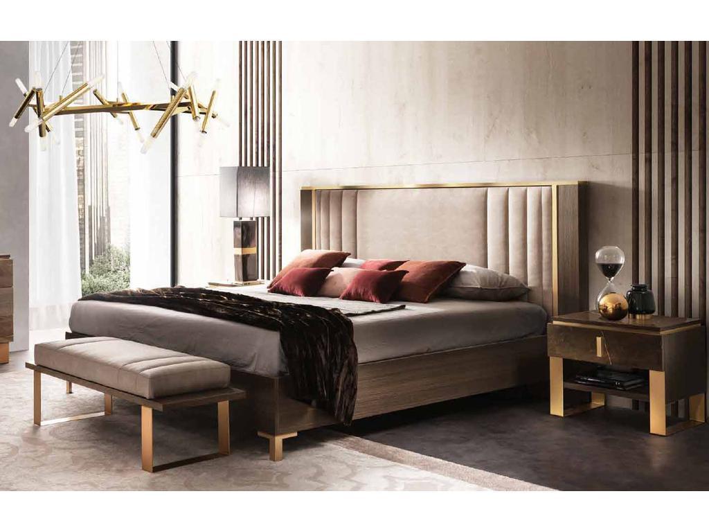 Arredo Classic: Essenza: кровать 160х190 с мягкой спинкой (венге, коричневый, золото)