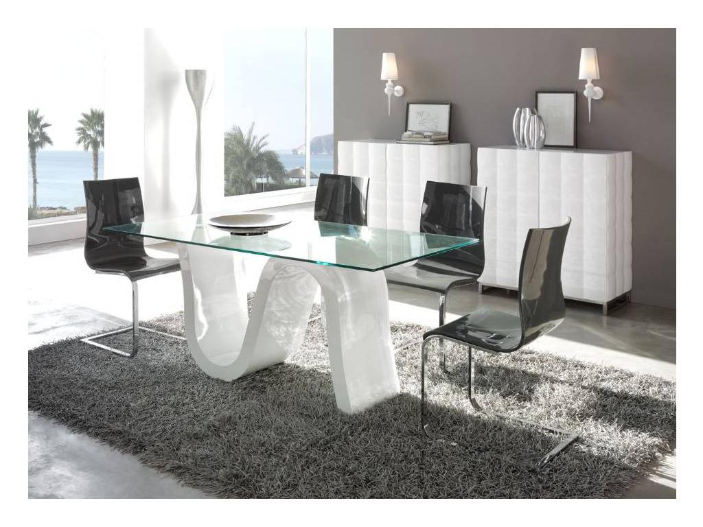 Dupen: стол обеденный  Dupen стекло, белый лак