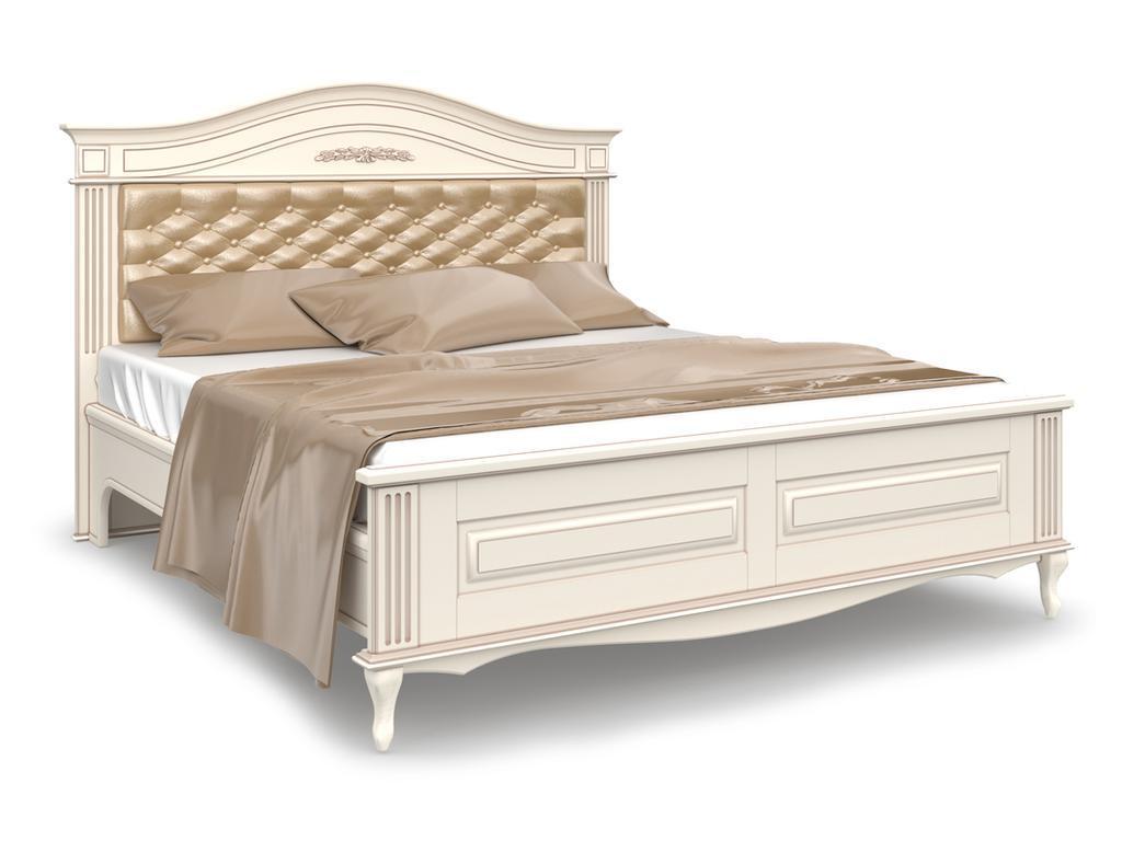 Arco: Прованс: кровать 180х200 с мягким изголовьем (белый, патина)