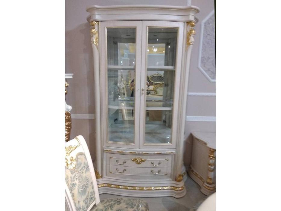 Carpenter: Изабелла: витрина 2-х дверная  (белый, золото)