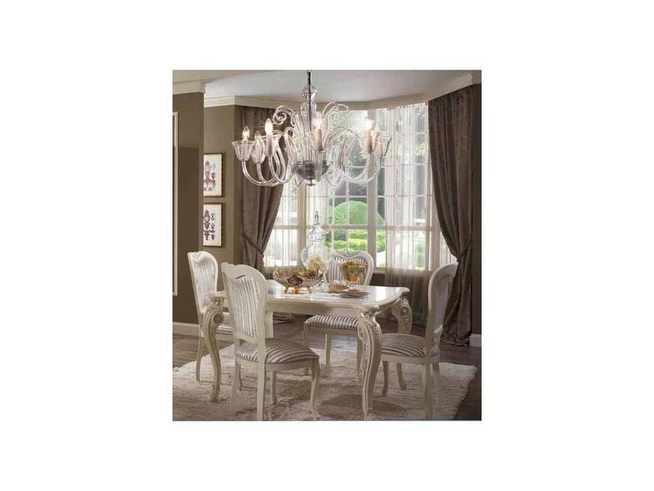 Arredo Classic: Tiziano: стол обеденный раскладной квадратный (слоновая кость с золотом)