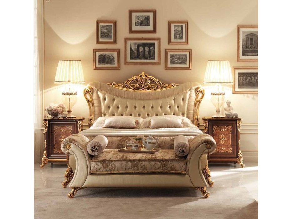 Arredo Classic: Sinfonia: кровать 200х200 (орех, золото)