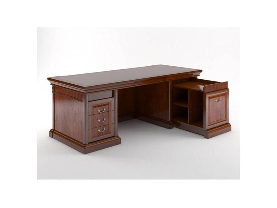 Monarch: стол письменный  (вишня, экокожа)