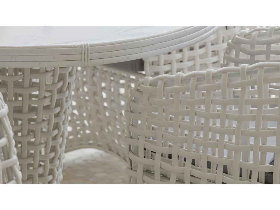 Skylinedesign: Dynasty: стол садовый овальный со стеклом (WHITE MUSHROOM)