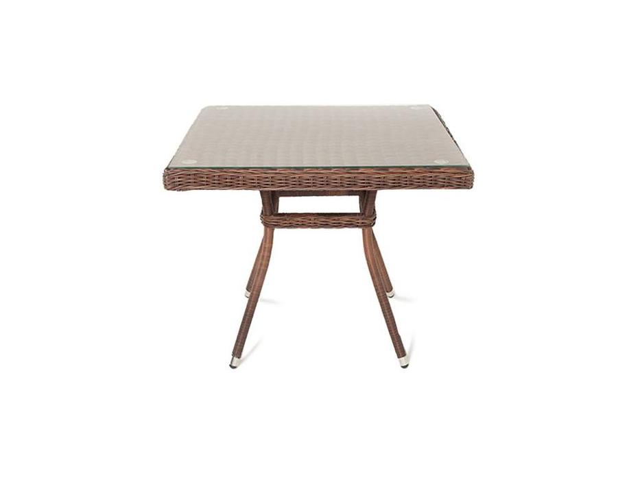 4SIS: Айриш: стол садовый  со стеклянной столешницей (коричневый)