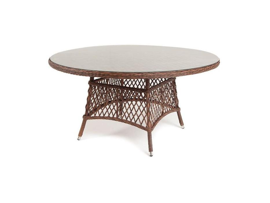 4SIS: Эспрессо: стол садовый  со стеклянной столешницей (коричневый)