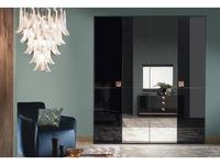 ALF: Mont Noir: шкаф 4-х дверный  с зеркалами (black high gloss)
