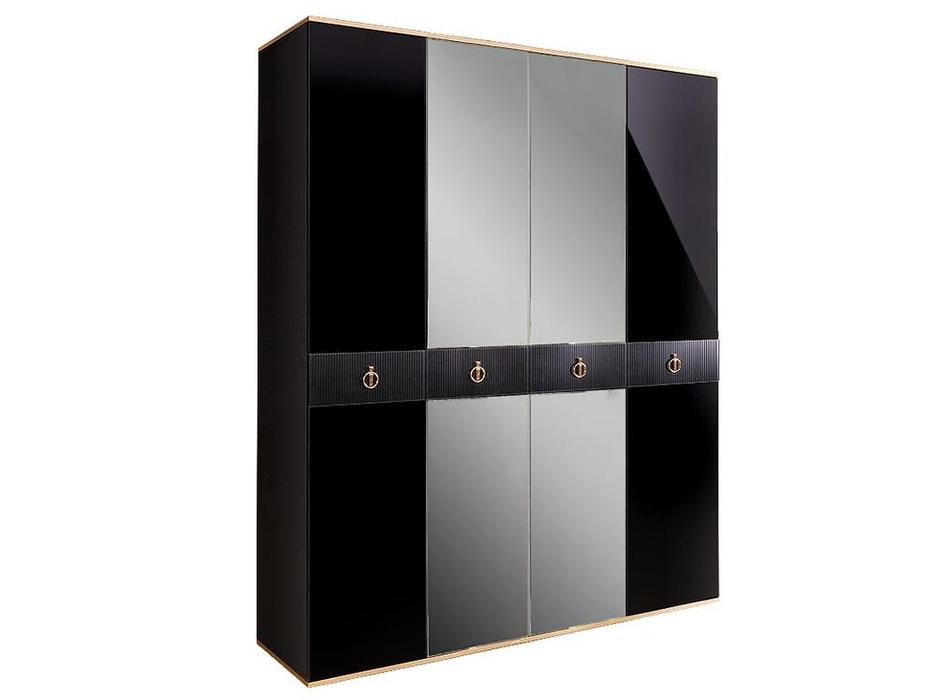 ЯМ: Римини Соло: шкаф 4 дверный  с зеркалами (крем,серебро)