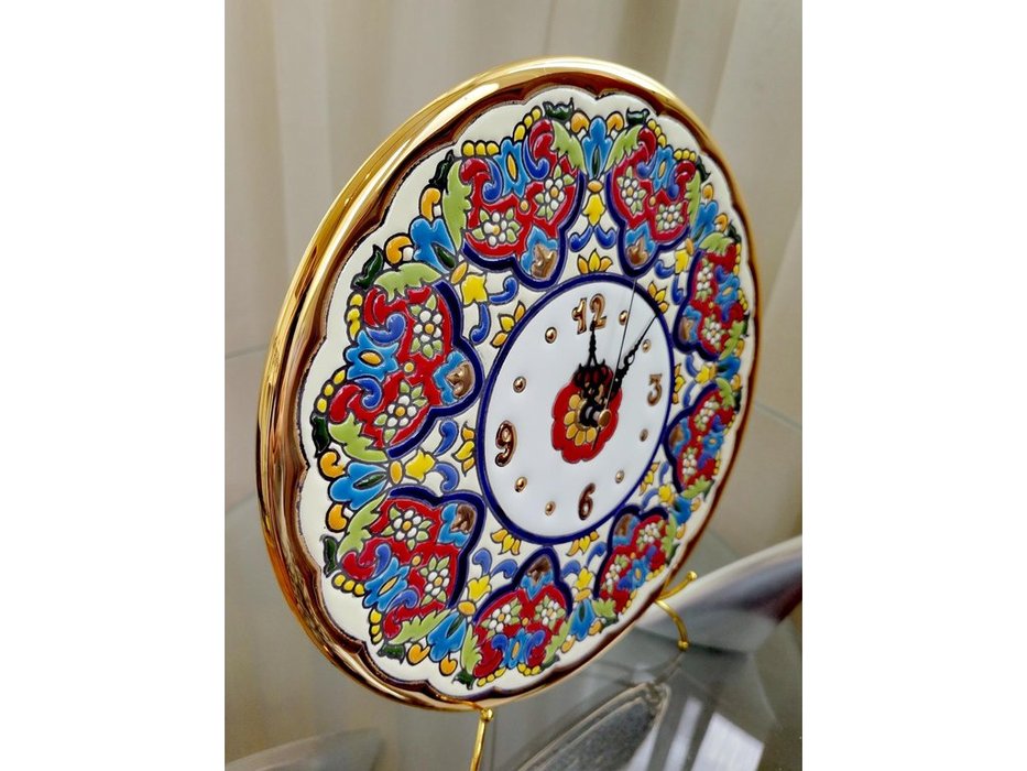 Artecer: Ceramico: тарелка-часы диаметр 23см (золото, разноцветный)