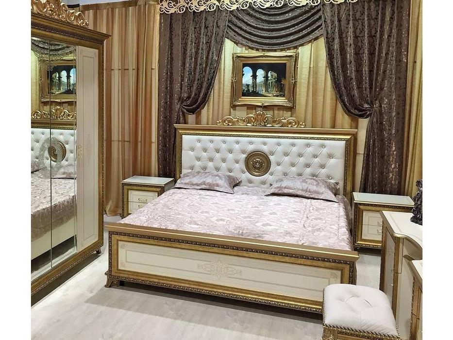 Мэри: Версаль: кровать 160х200 с мягким изголовьем с короной  (слоновая кость)