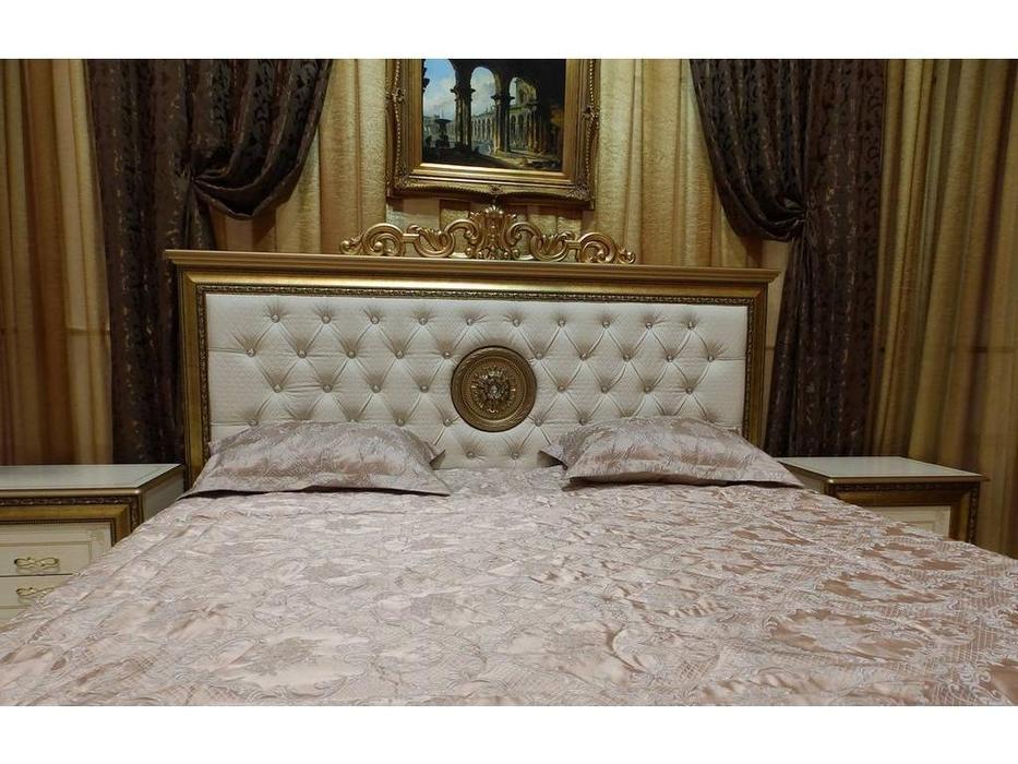 Мэри: Версаль: кровать 160х200 с мягким изголовьем с короной  (слоновая кость)
