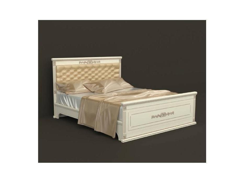 Arco: Decor: кровать 160х200 (беж, коричневая патина, экокожа)