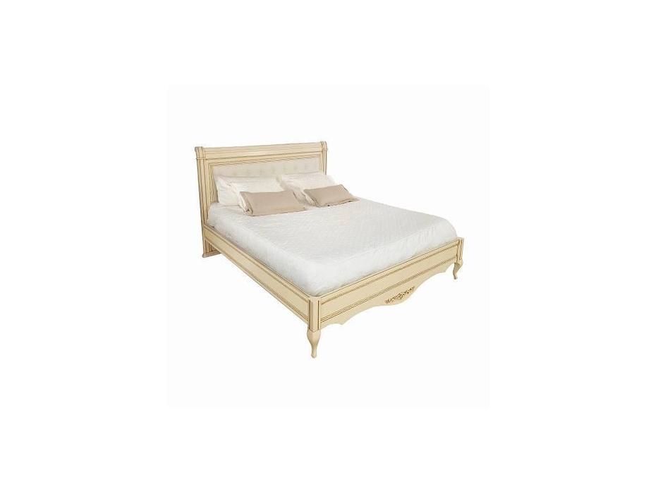 Timber: Неаполь: кровать 160х200 без изн-я с мягкой спинкой  (ваниль, золото)