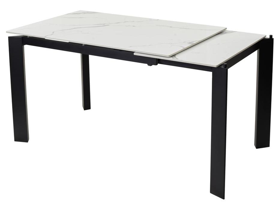 Megapolis: Corner: стол обеденный раскладной (Светлый мрамор/черный)