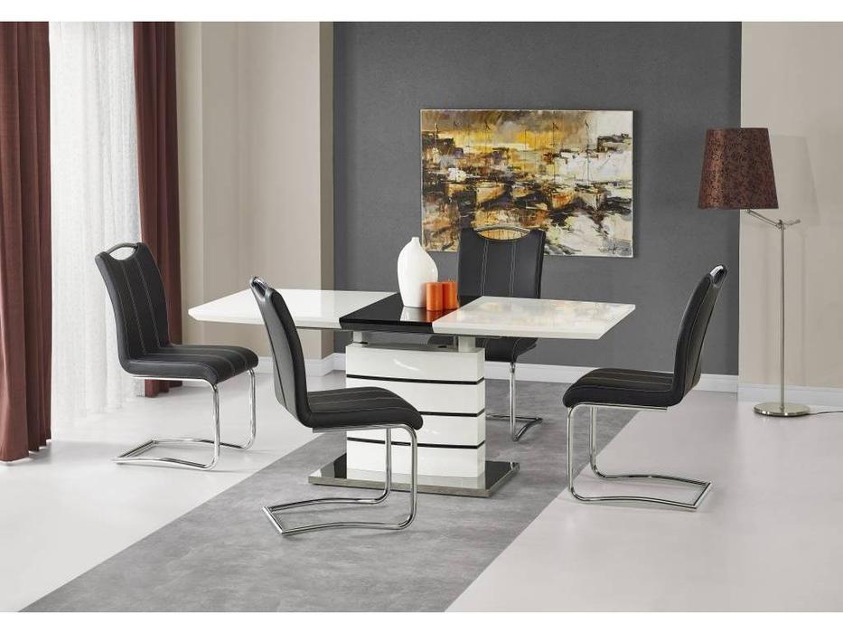 Halmar: Nord: стол обеденный раскладной (бело-черный)