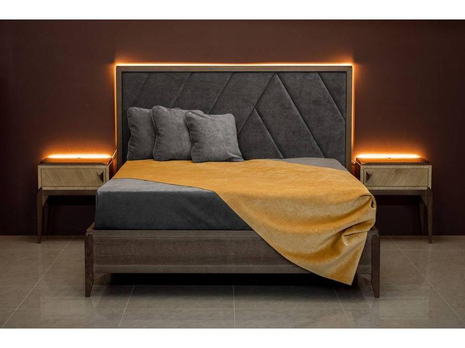 RFS: Барселона: кровать 160х200 с подсветкой (дуб медовый, серокоричневый)