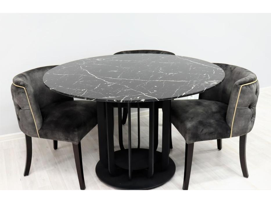 Linhai Lanzhu: Сохо: стол обеденный  (черный мрамор)