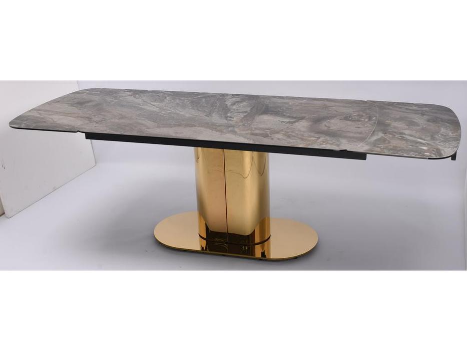 Linhai Lanzhu: Моника: стол обеденный раскладной  (серый мрамор, золото)