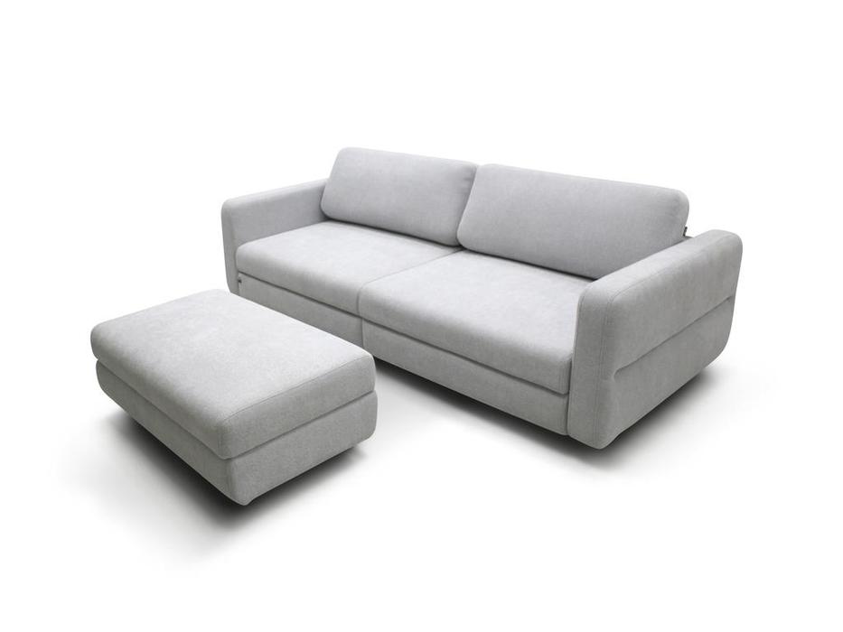 SofTime: Марко: диван угловой с пуфом, узкие подлокотники (серый)