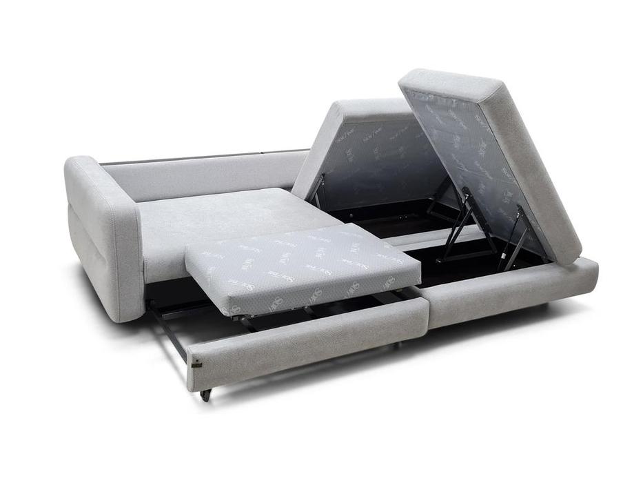 SofTime: Марко: диван угловой с пуфом, узкие подлокотники (серый)