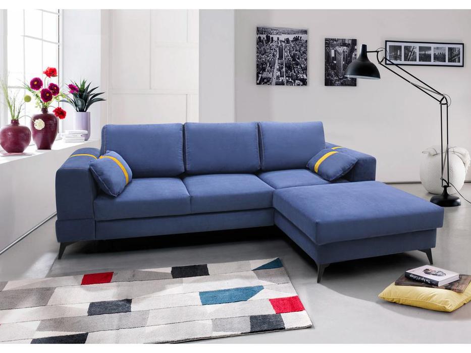 SofTime: Даллас: диван угловой широкие подлокотники (синий)