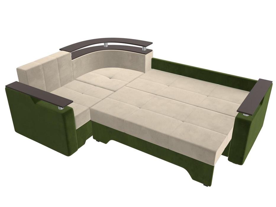 Лига Диванов: Комфорт: диван угловой (бежевый/зеленый)