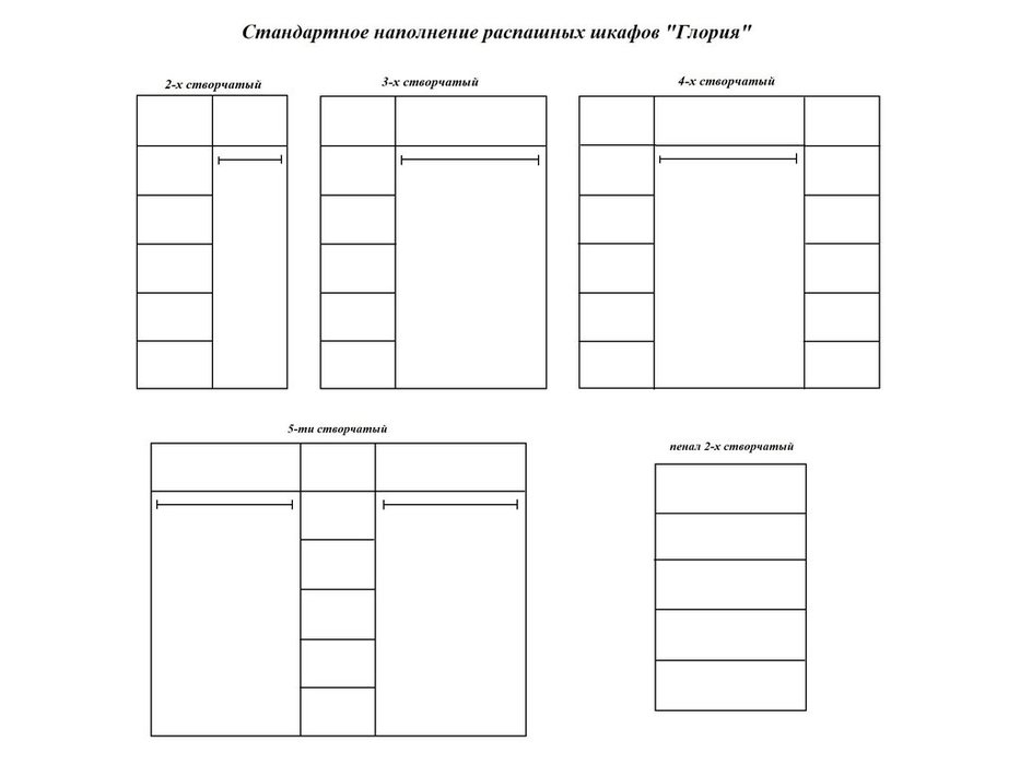 МастМур: Глория: шкаф 5 дв (белый с золотом)