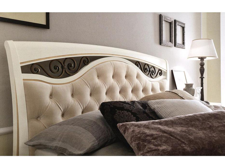 Prama: Palazzo Ducale: кровать мягкая с ковкой 160х200   (белый, золото)