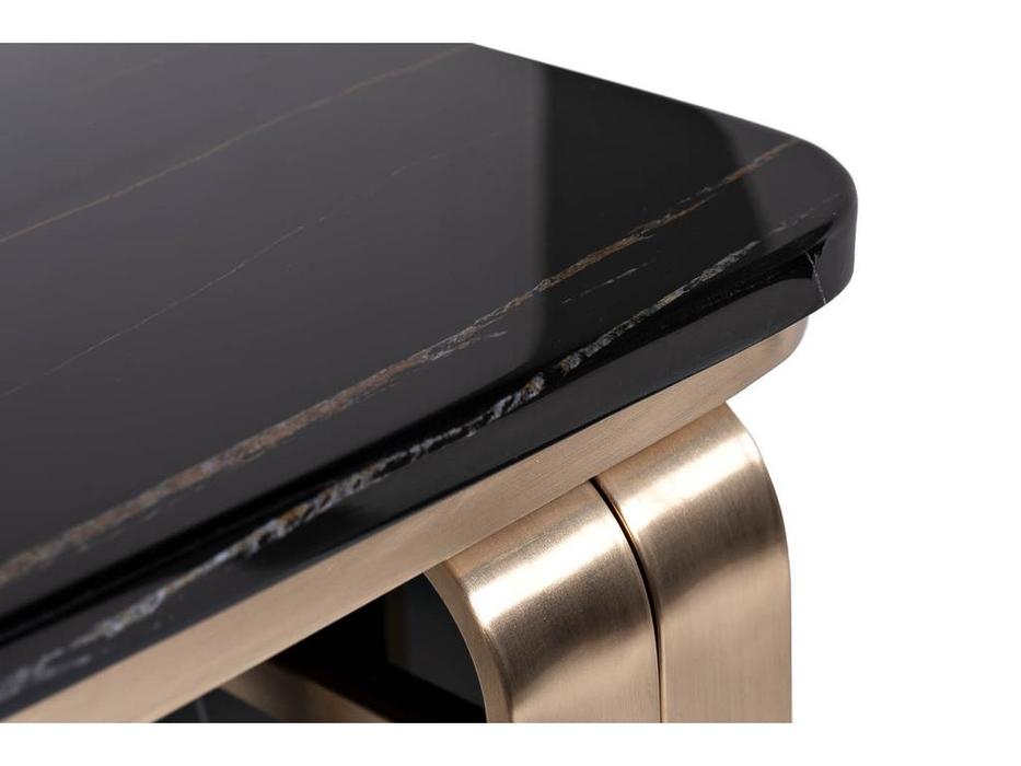 Garda Decor: стол журнальный  искусственный мрамор (черный с золотом)