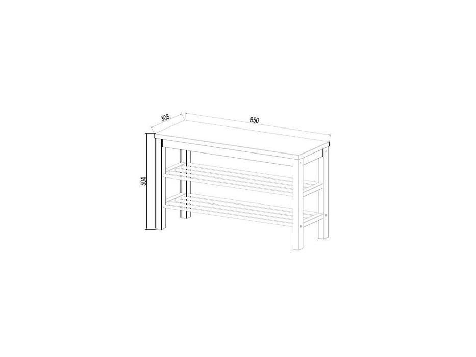 SweSt: Кантри: скамья для обуви  с полками (белый)