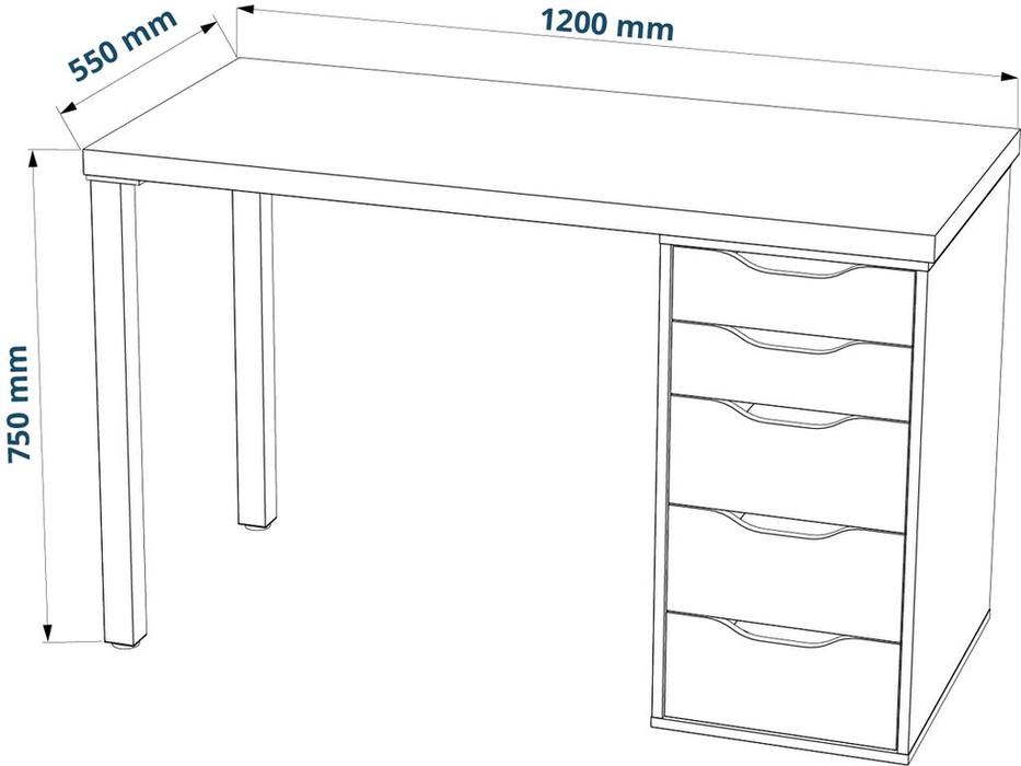 SweSt: Ингар 1 5Т: стол письменный  с ящиками (белый)