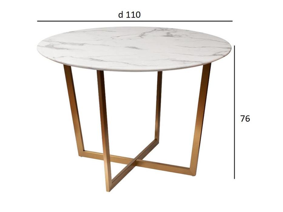 Garda Decor: PEARL WHITE: стол обеденный (белый, золото)